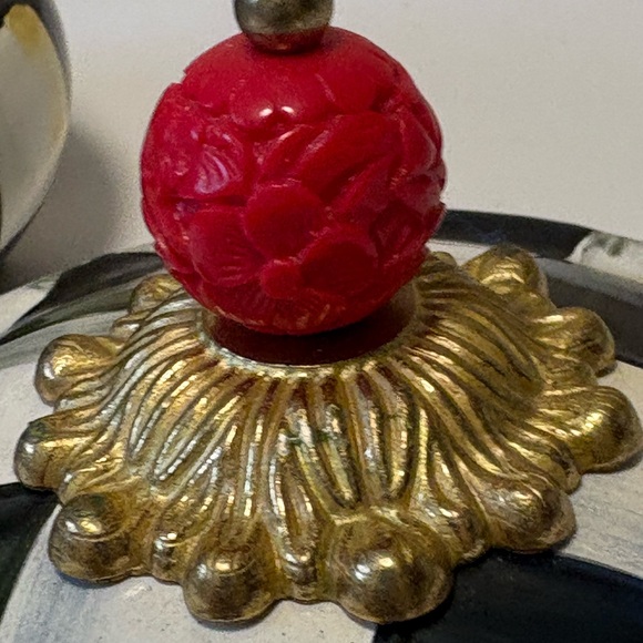 Checkered Ceramic Jar with Red Accent - Picture 10 of 10